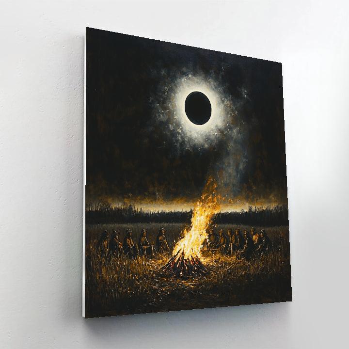 Francisco Goya Inspired Village Eclipse Bonfire Number painting