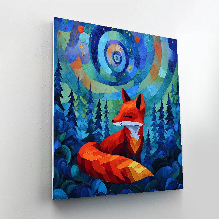 Franz Marc Inspired Red Fox In Blue Nebula Forest Paint by numbers kits