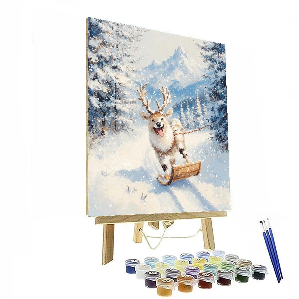 Sven Snowy Mountain Sled Run - Disney Inspired Paint by numbers art