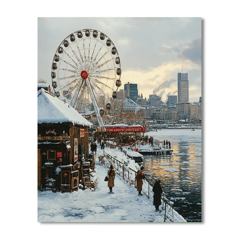 Montreal Old Port Winter Waterfront Montreal Canada Number painting