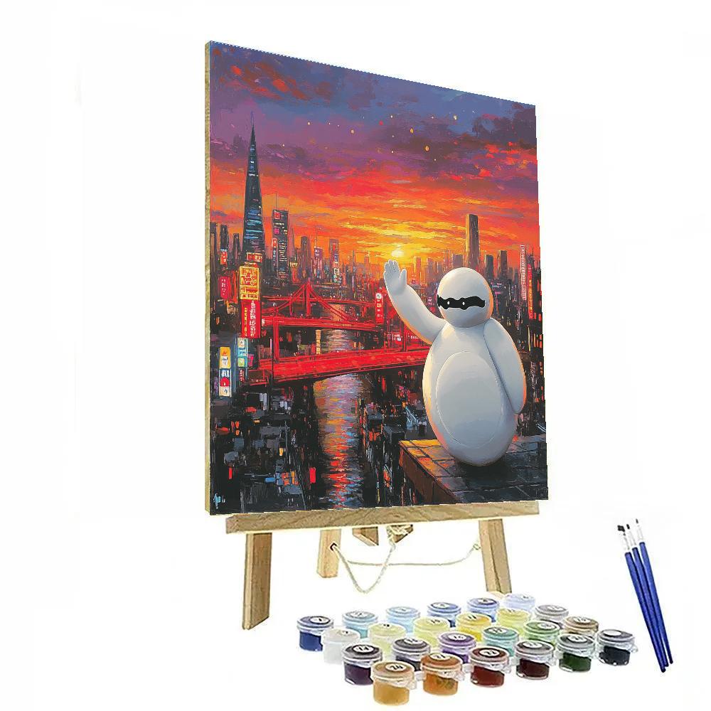 Baymax San Fransokyo Rooftop Sunset - Disney Inspired Paint by numbers kits