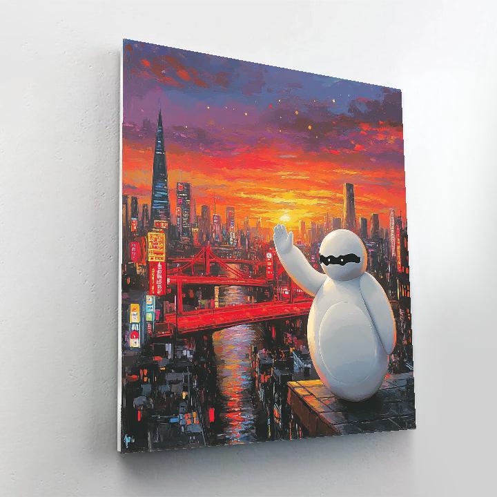 Baymax San Fransokyo Rooftop Sunset - Disney Inspired Paint by numbers kits