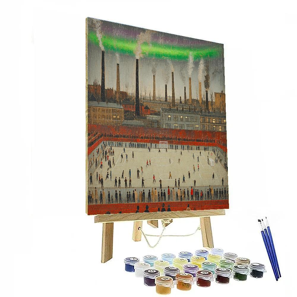 L.S. Lowry Inspired Football Match Under Aurora Painting by numbers kit