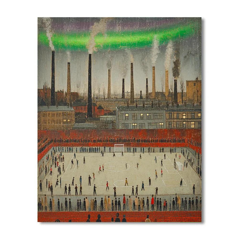 L.S. Lowry Inspired Football Match Under Aurora Painting by numbers kit