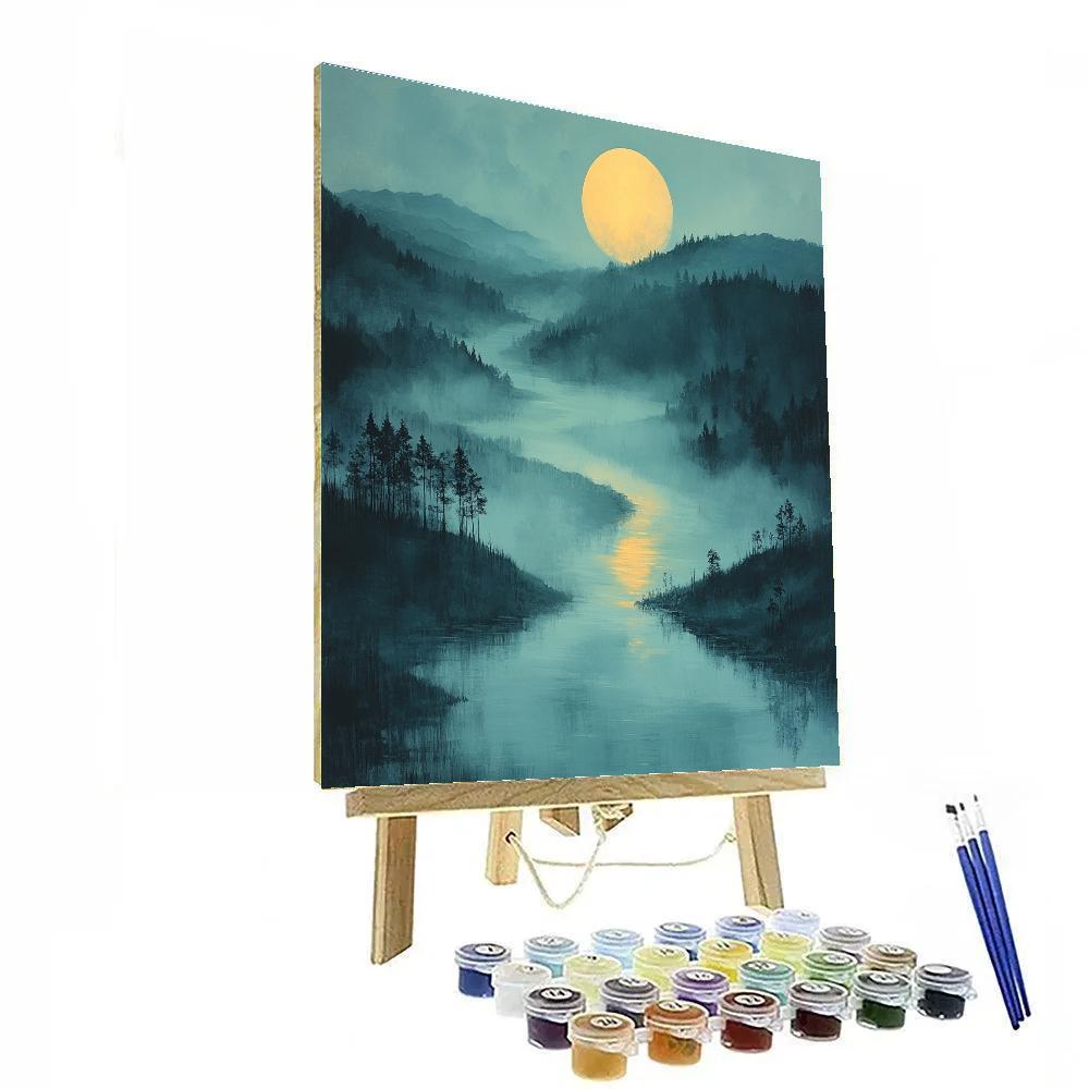 Homer Dodge Martin Inspired River Fog And Rising Moon Paint by numbers kits