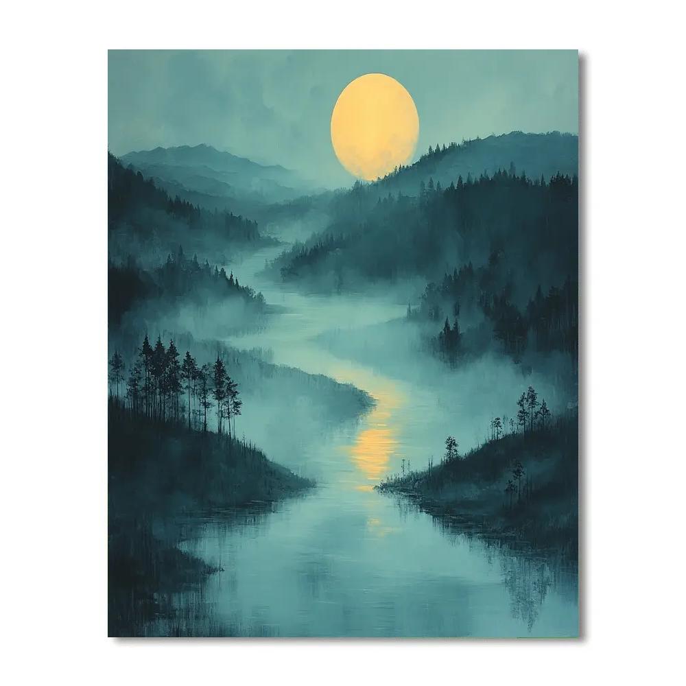 Homer Dodge Martin Inspired River Fog And Rising Moon Paint by numbers kits