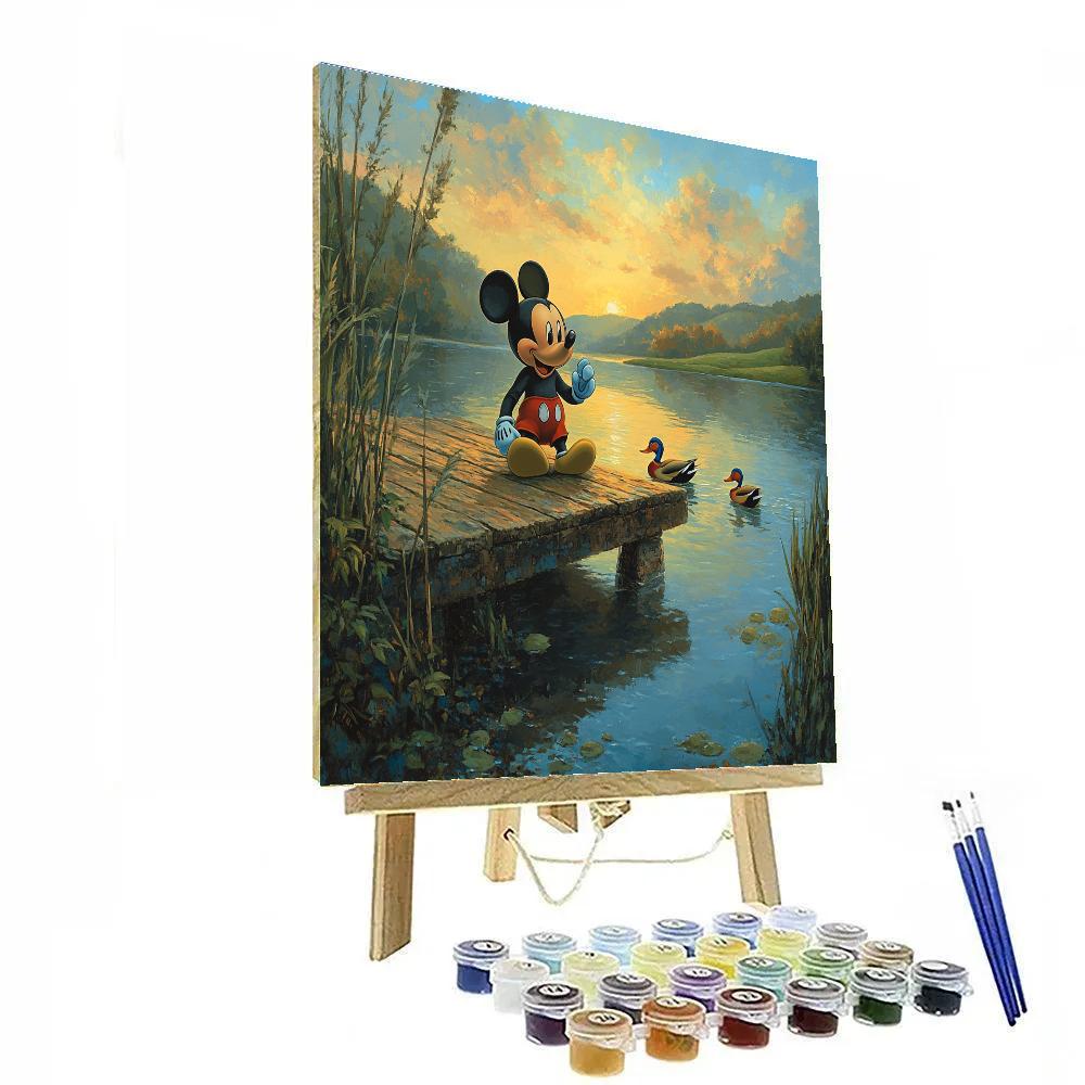 Mickey Mouse Lake Dock Morning Fun - Disney Inspired Paint by numbers art