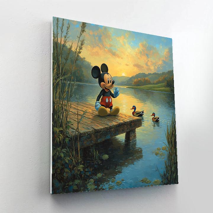 Mickey Mouse Lake Dock Morning Fun - Disney Inspired Paint by numbers art