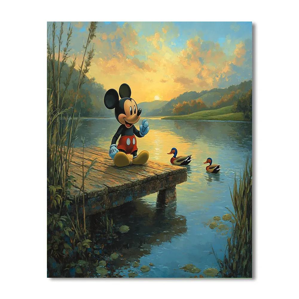 Mickey Mouse Lake Dock Morning Fun - Disney Inspired Paint by numbers art