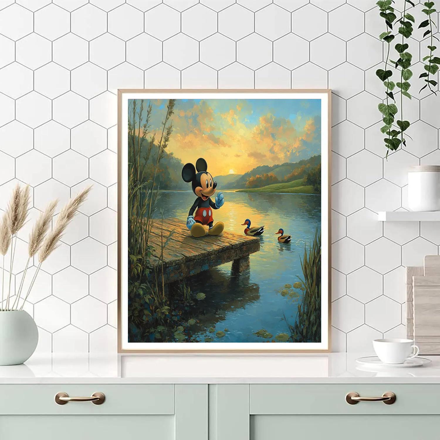 Mickey Mouse Lake Dock Morning Fun - Disney Inspired Paint by numbers art