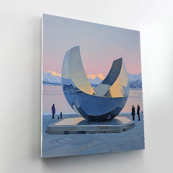 Reykjavik Sun Voyager Sculpture Coastline Reykjavik Iceland Number painting