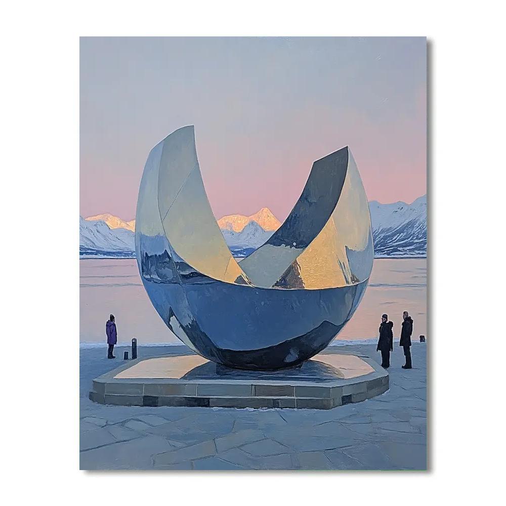 Reykjavik Sun Voyager Sculpture Coastline Reykjavik Iceland Number painting