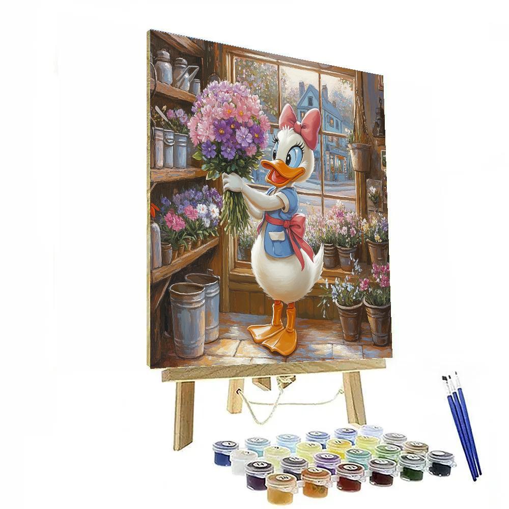 Daisy Duck Flower Shop Window Glow - Disney Inspired Painting by numbers kit