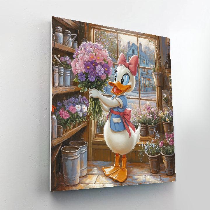 Daisy Duck Flower Shop Window Glow - Disney Inspired Painting by numbers kit