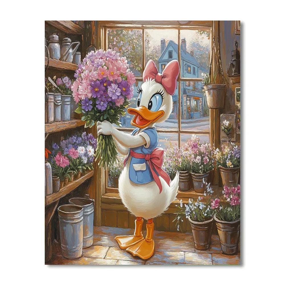 Daisy Duck Flower Shop Window Glow - Disney Inspired Painting by numbers kit