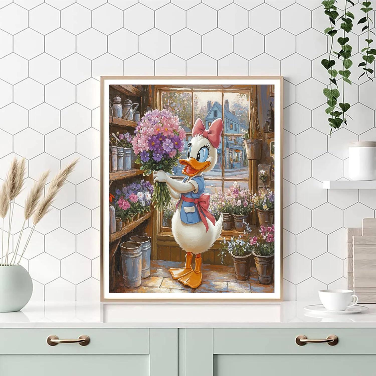 Daisy Duck Flower Shop Window Glow - Disney Inspired Painting by numbers kit