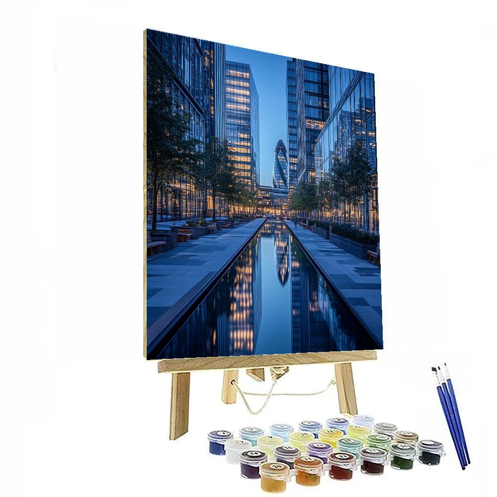 Canary Wharf Dockside Reflections London United Kingdom Painting by numbers kit