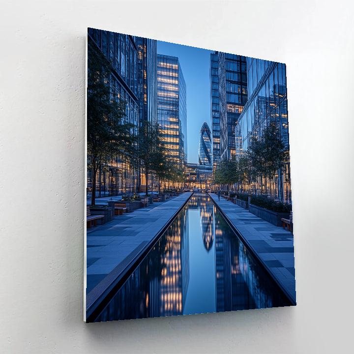 Canary Wharf Dockside Reflections London United Kingdom Painting by numbers kit