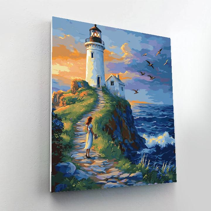 Prince Eric Cliffside Lighthouse View - Disney Inspired Paint by numbers kits