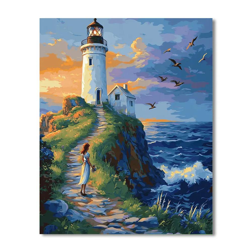 Prince Eric Cliffside Lighthouse View - Disney Inspired Paint by numbers kits