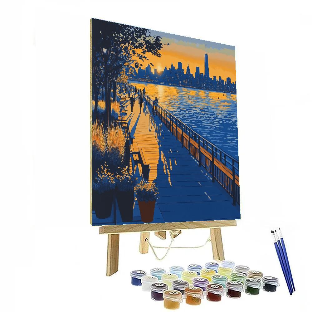 Hudson River Park Pier View New York City United States Painting by numbers kit