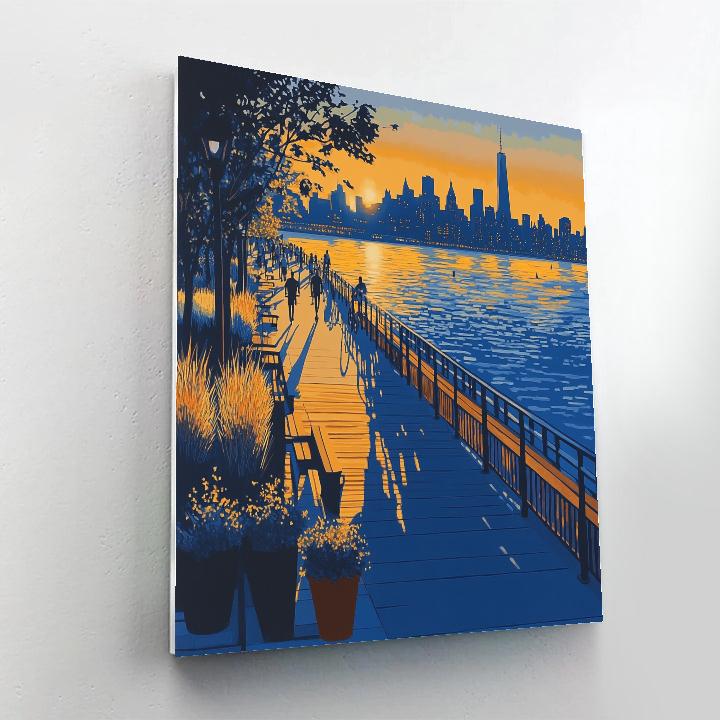Hudson River Park Pier View New York City United States Painting by numbers kit