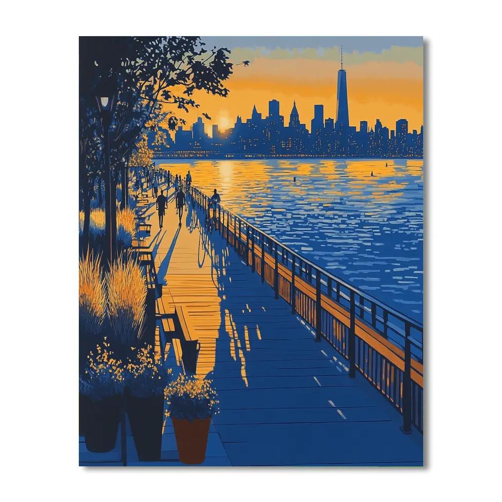 Hudson River Park Pier View New York City United States Painting by numbers kit