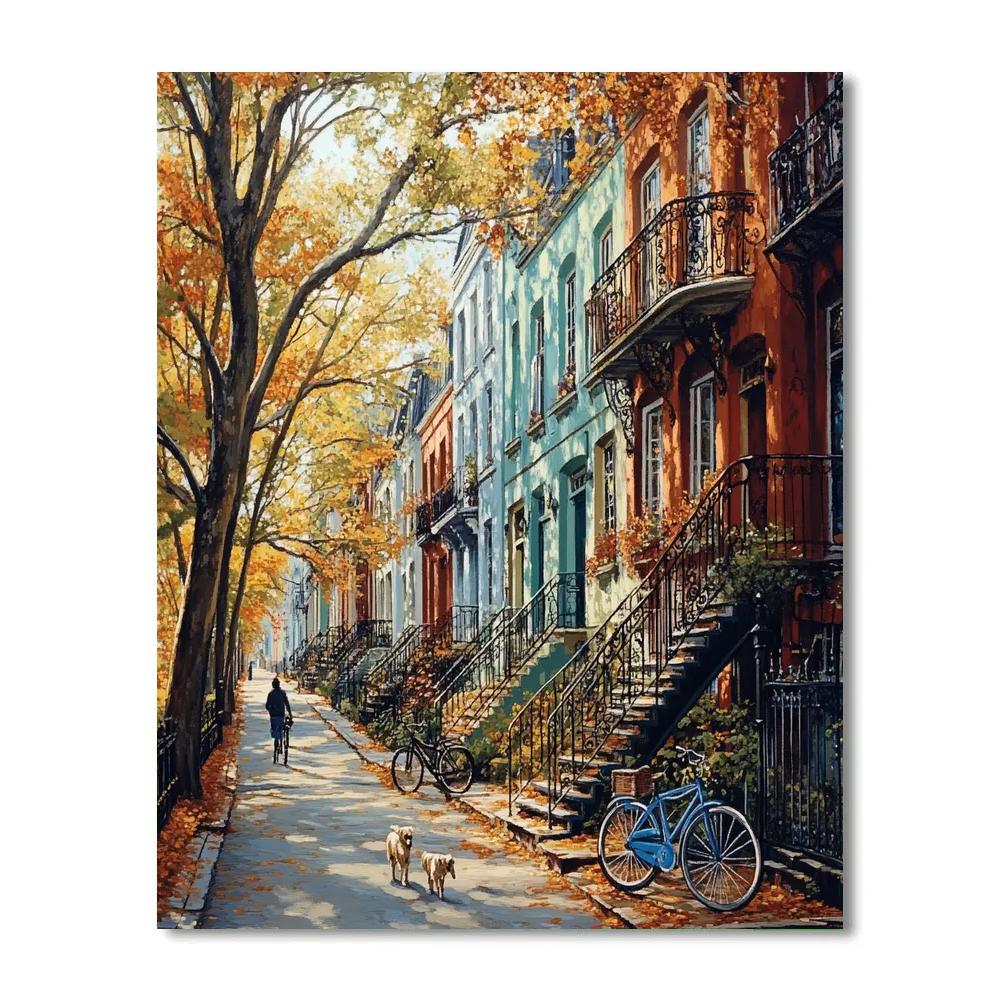 Montreal Plateau Colorful Row Houses Montreal Canada paint by color