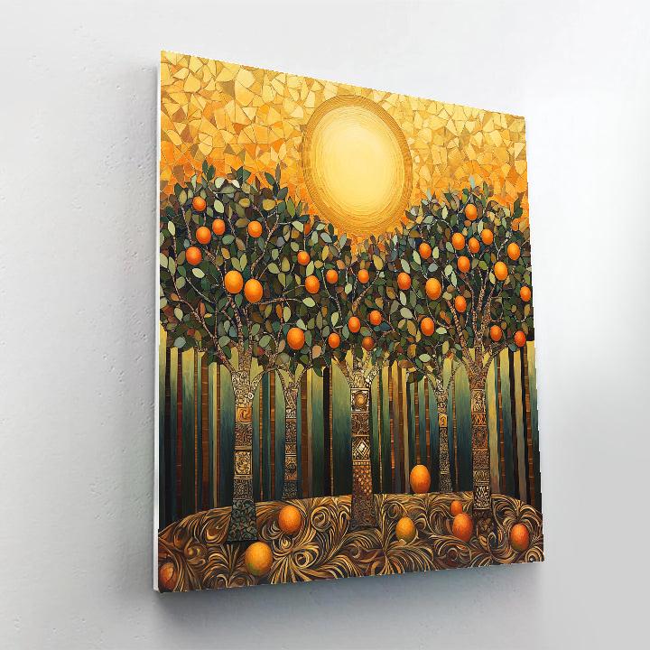Gustav Klimt Inspired Golden Orchard At Sunset Numbered painting kits