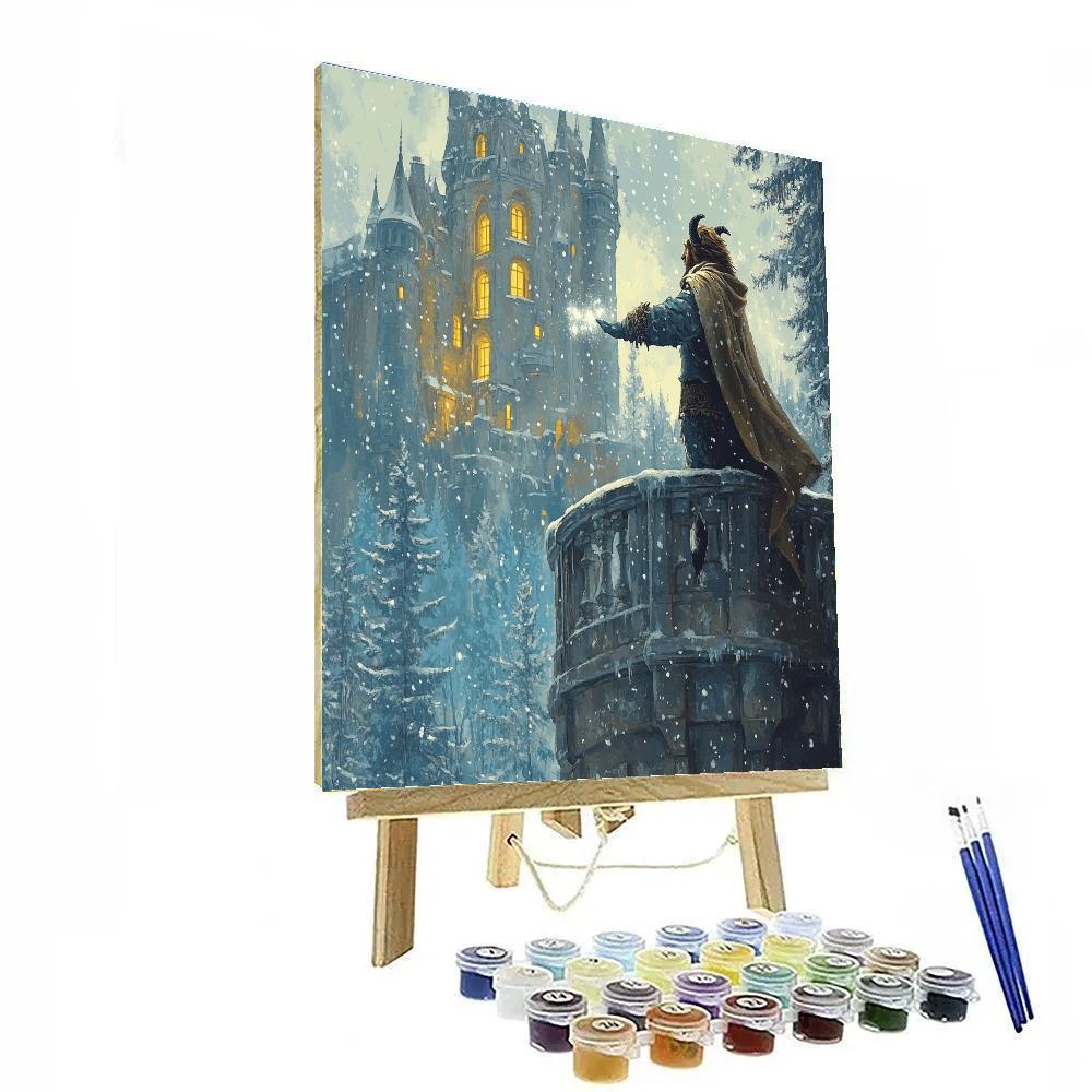 Beast Snowy Castle Balcony Calm - Disney Inspired Paint by numbers kits