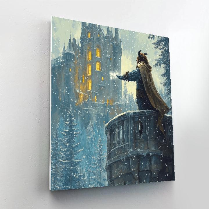 Beast Snowy Castle Balcony Calm - Disney Inspired Paint by numbers kits