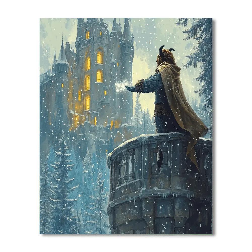 Beast Snowy Castle Balcony Calm - Disney Inspired Paint by numbers kits