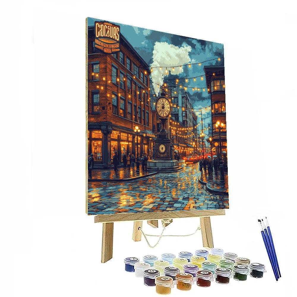 Vancouver Gastown Steam Clock Corner Vancouver Canada paint by numbers