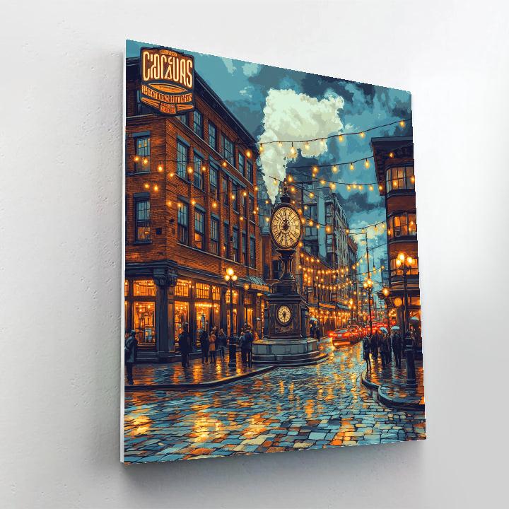 Vancouver Gastown Steam Clock Corner Vancouver Canada paint by numbers