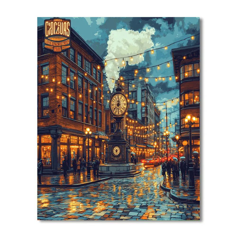 Vancouver Gastown Steam Clock Corner Vancouver Canada paint by numbers