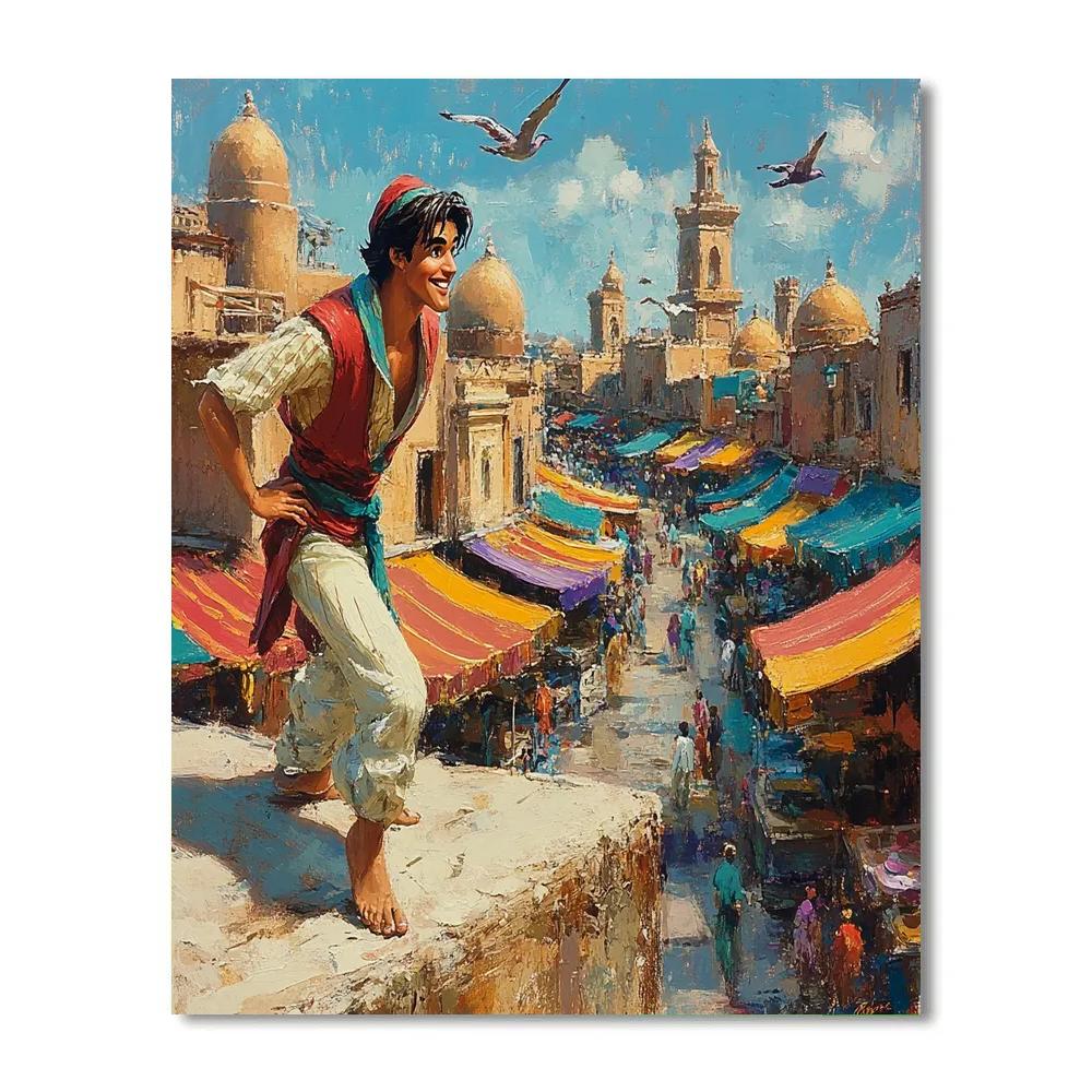 Aladdin Agrabah Market Rooftops - Disney Inspired Number painting