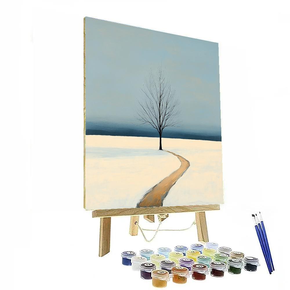 Caspar David Friedrich Inspired Lone Tree In Winter Field paint by color