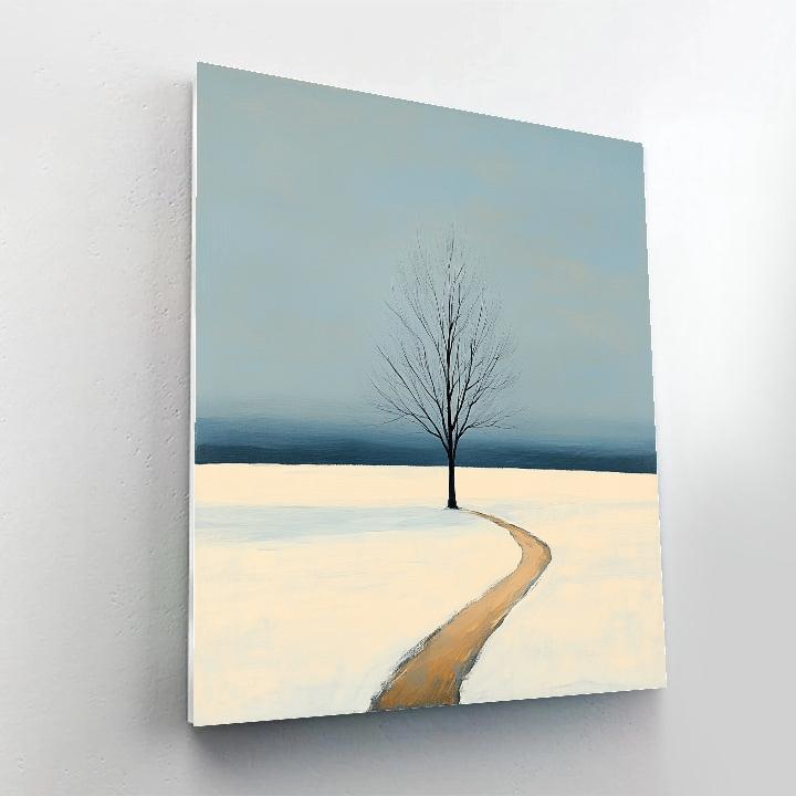 Caspar David Friedrich Inspired Lone Tree In Winter Field paint by color