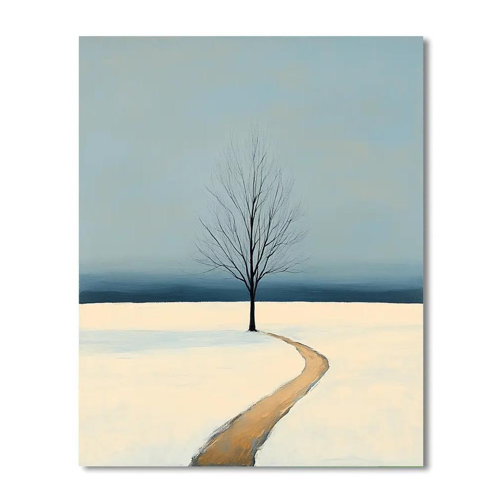Caspar David Friedrich Inspired Lone Tree In Winter Field paint by color