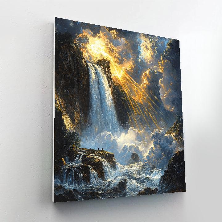 JMW Turner Inspired Mountain Waterfall In Storm Light painting number kit