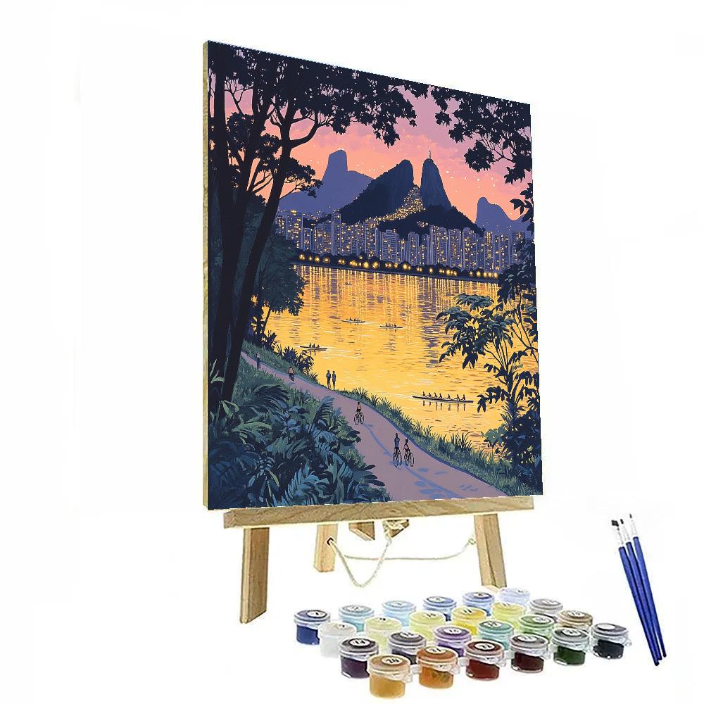 Rio Rodrigo De Freitas Lagoon Skyline Rio De Janeiro Brazil Paint by numbers art