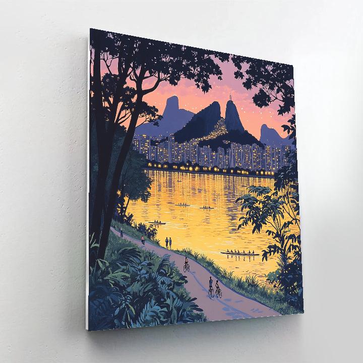 Rio Rodrigo De Freitas Lagoon Skyline Rio De Janeiro Brazil Paint by numbers art