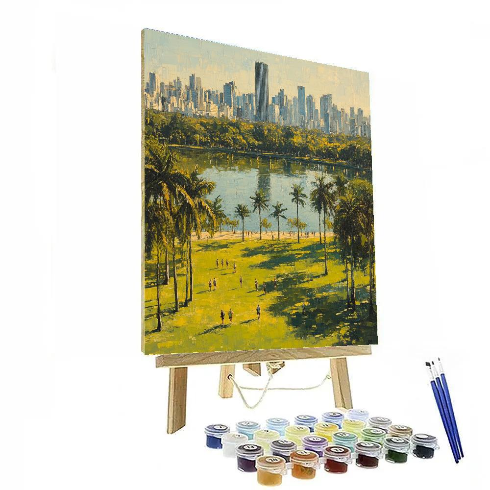 Sao Paulo Ibirapuera Park Skyline Frame Sao Paulo Brazil Painting by numbers kit