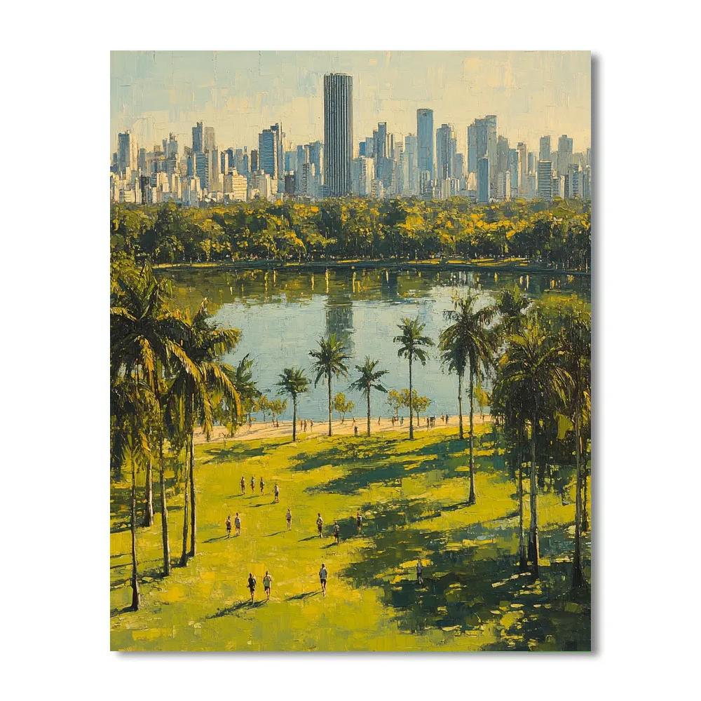 Sao Paulo Ibirapuera Park Skyline Frame Sao Paulo Brazil Painting by numbers kit