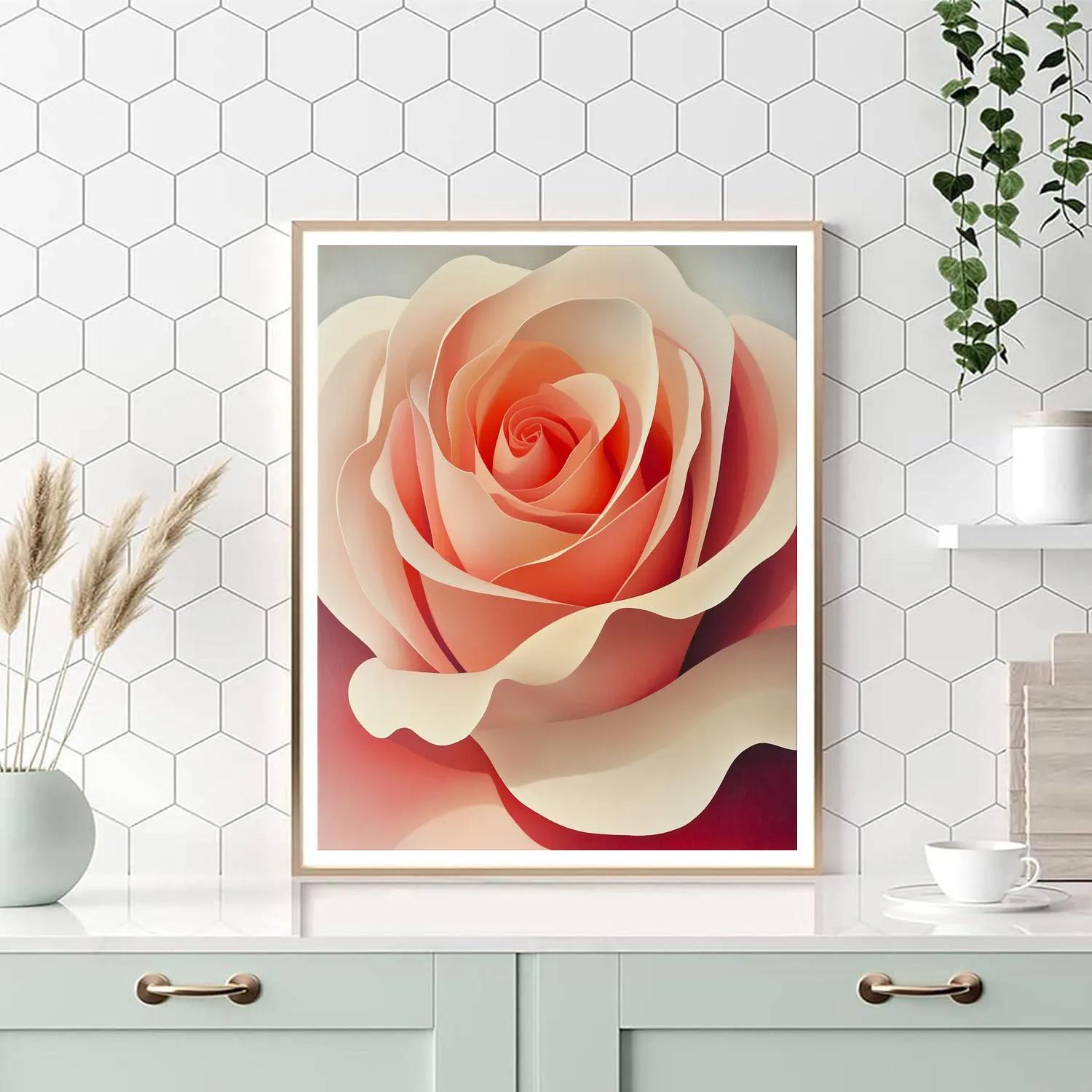 Georgia OKeeffe Inspired Close Up Rose Abstraction paint by color