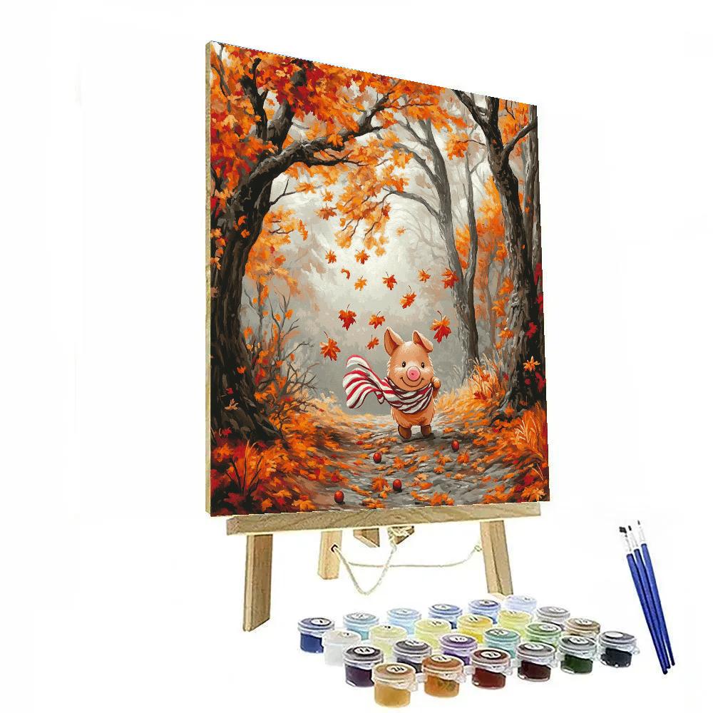Piglet Blustery Leaf Path - Disney Inspired paint by number