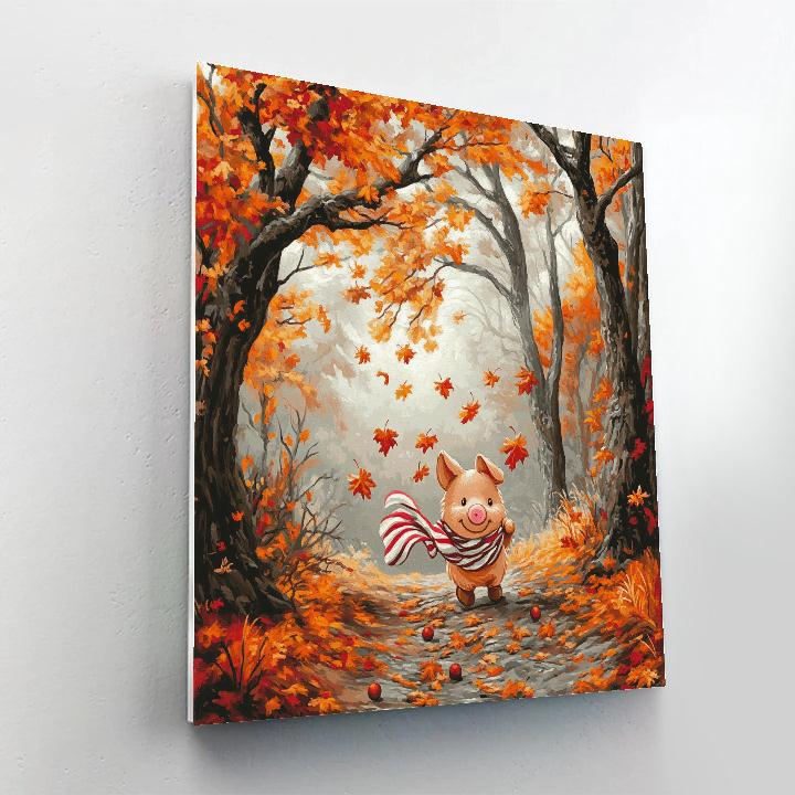 Piglet Blustery Leaf Path - Disney Inspired paint by number
