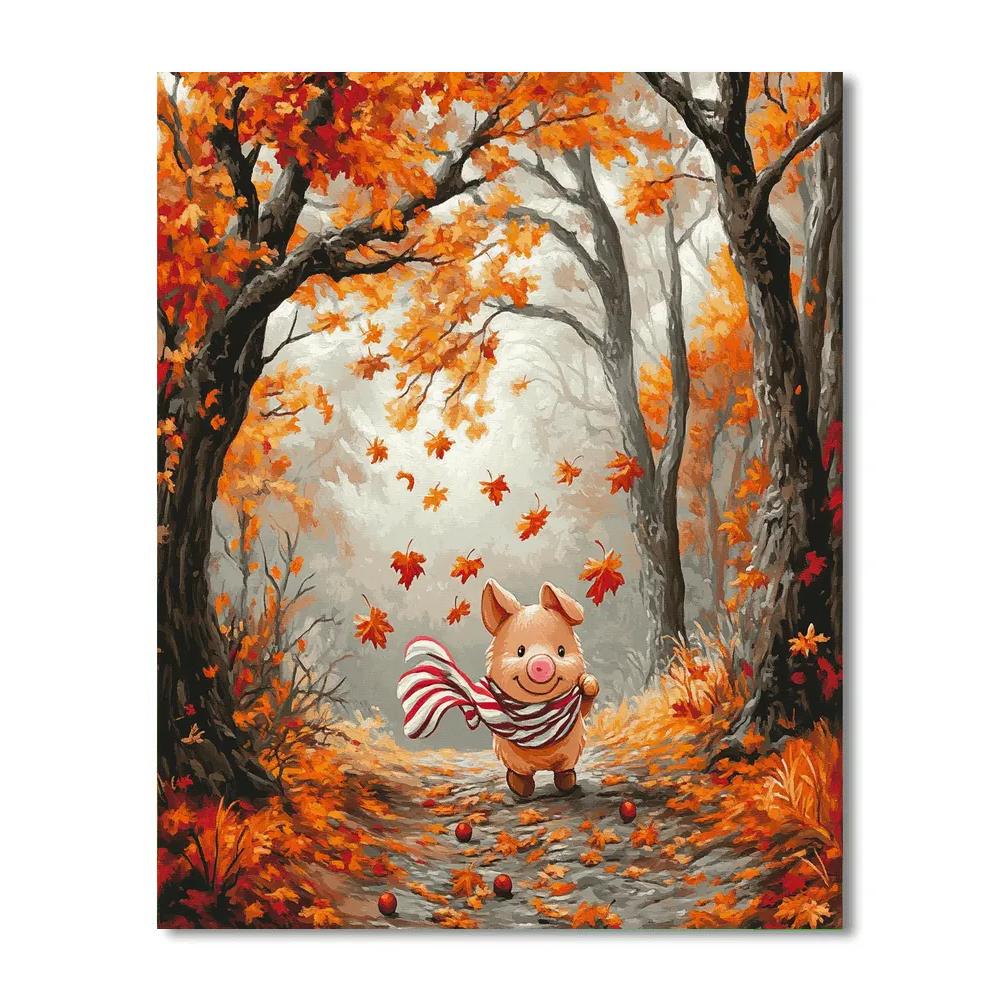 Piglet Blustery Leaf Path - Disney Inspired paint by number