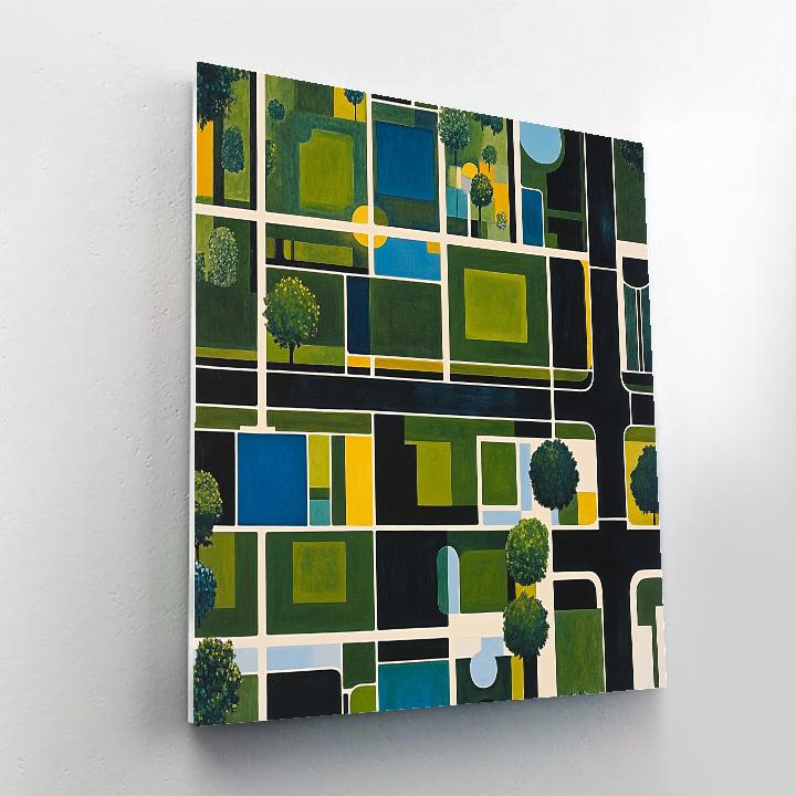 Piet Mondrian Inspired Minimalist City Park DIY paint by numbers