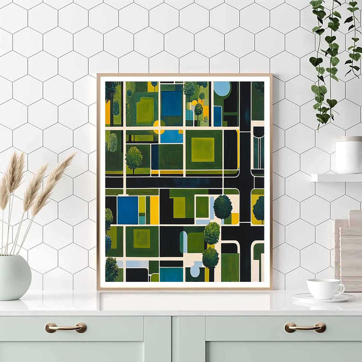Piet Mondrian Inspired Minimalist City Park DIY paint by numbers